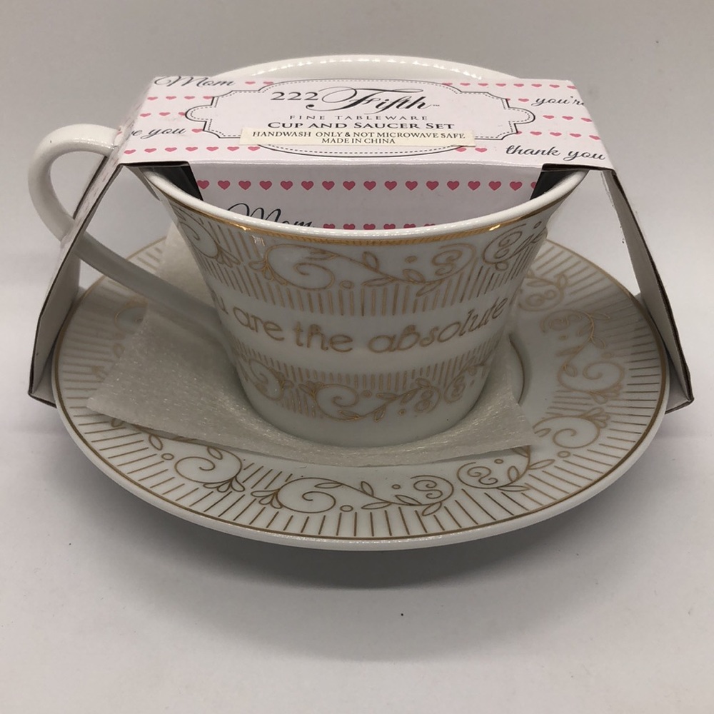 New 222 FIFTH Fine Tableware Cup & Saucer “You are the absolute best”